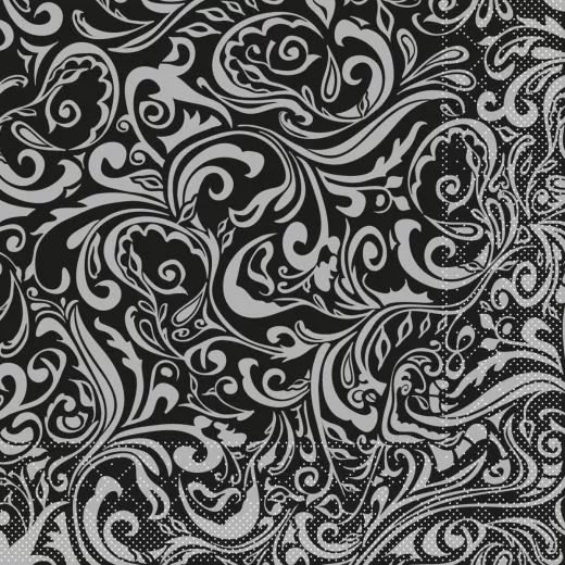 40er Tissue-Serviette, LIAS, schwarz-silber, 600 Stück 88845
