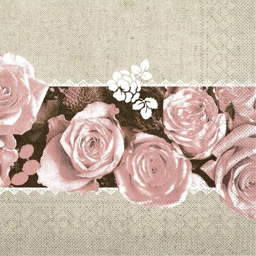 40er Tissue-Serviette, LOVELY ROSES, rosa, 600 Stück 92163