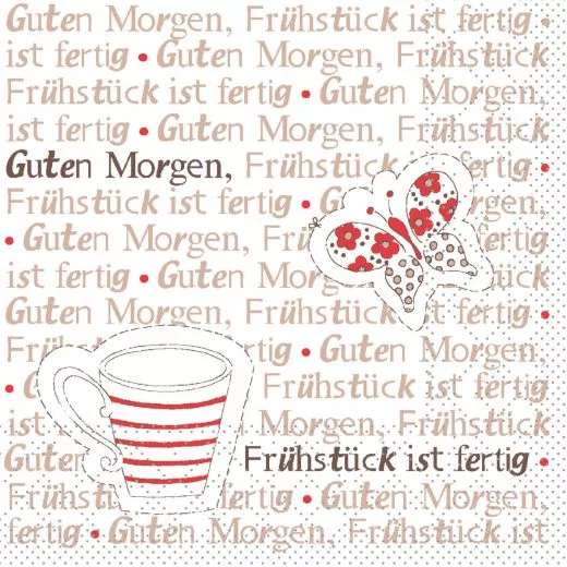 24er Tissue-Serviette, FRÜHSTÜCK IST FERTIG, rot, 1800 St. 96689