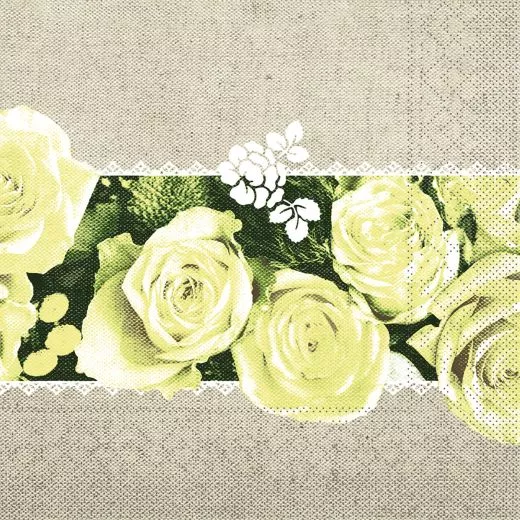 33er Tissue-Serviette, LOVELY ROSES, gelb, 600 Stück 92160