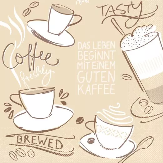 33er Tissue-Serviette, TASTY COFFEE, braun, 600 Stück 92260