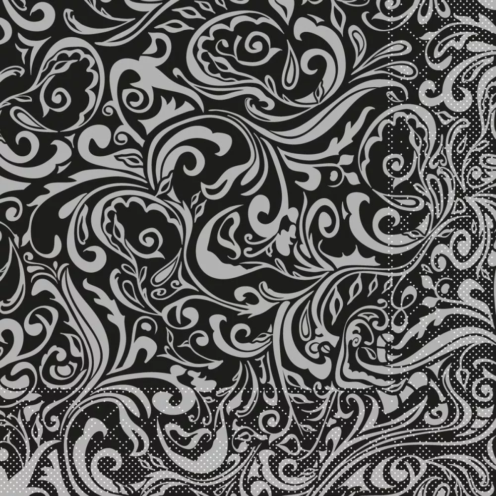 40er Tissue-Serviette, LIAS, schwarz-silber, 600 Stück 88845