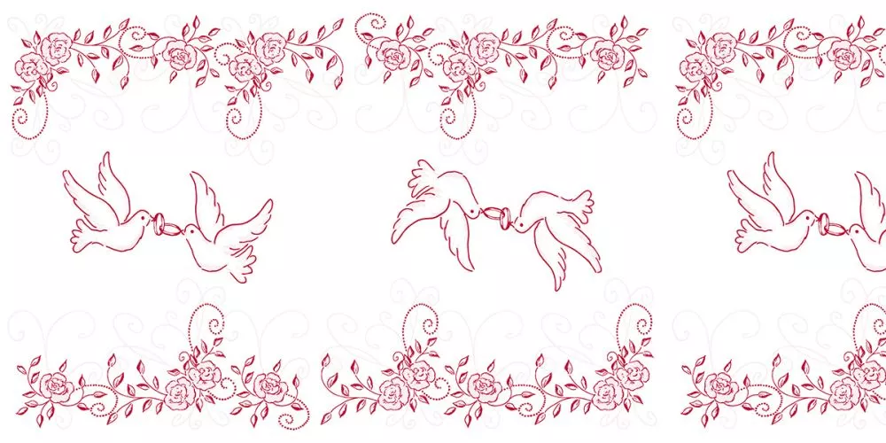 Tischläufer, HOCHZEIT, rosa-bordeaux, 40cm x 24m, 4 Rollen 92254