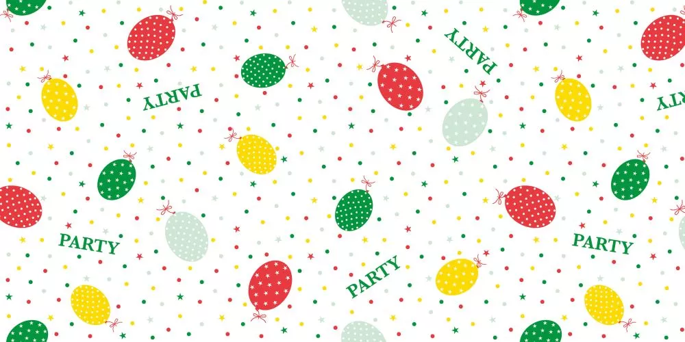 Tischläufer, PARTY BALLONS, rot-grün, 40cm x 24m, 4 Rollen 93081