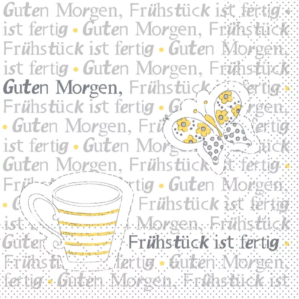 24er Tissue-Serviette, FRÜHSTÜCK IST FERTIG, gelb, 1800 St. 96688