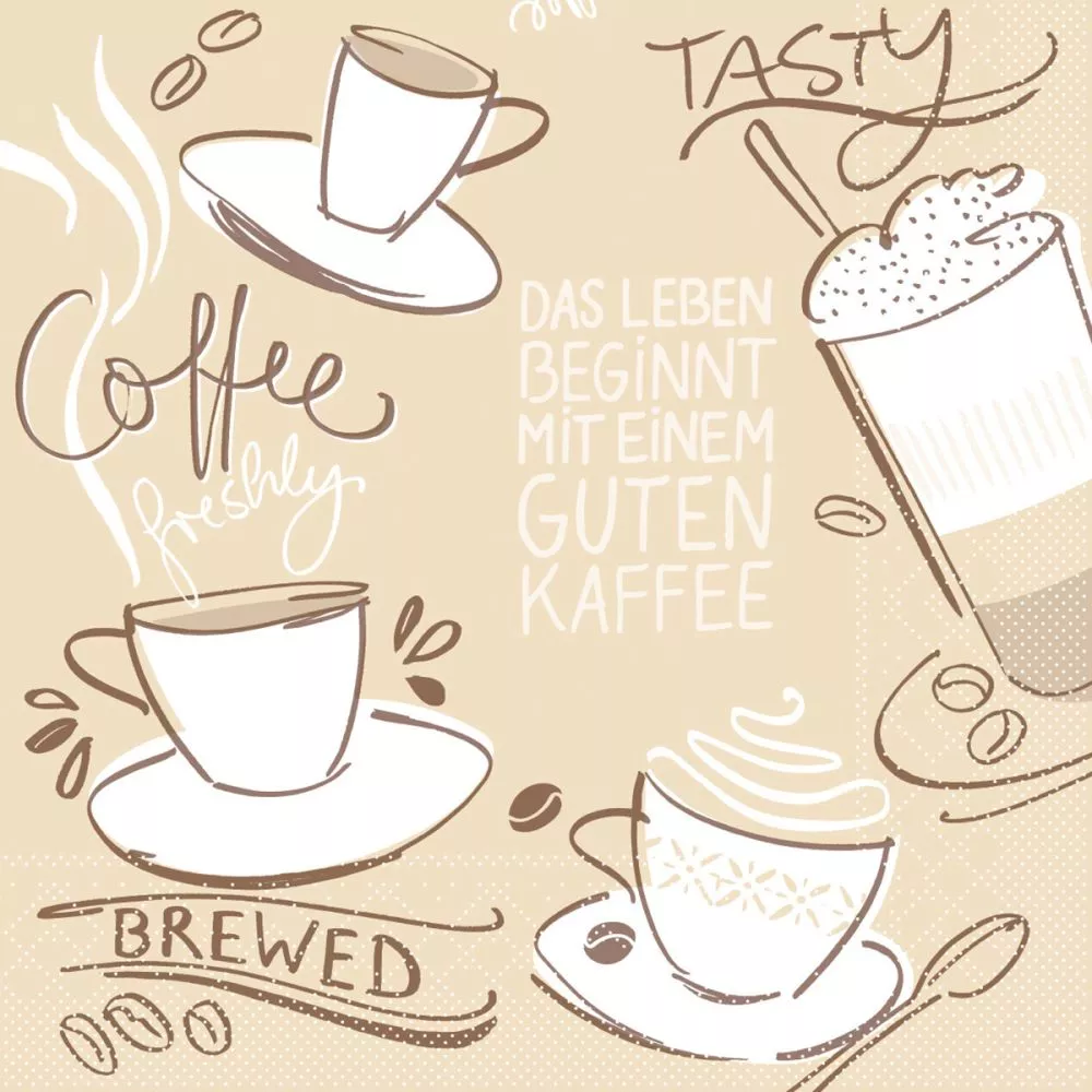 33er Tissue-Serviette, TASTY COFFEE, braun, 600 Stück 92260